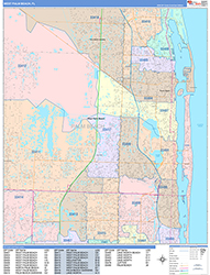 West Palm Beach Wall Map Color Cast Style 2026